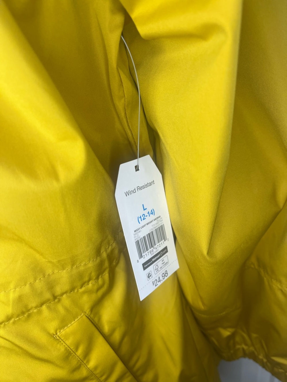 Women’s Mustard Yellow Hooded Rain Jacket -Lightweight Size Large - Picture 3 of 11